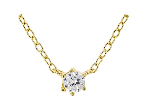 White Cubic Zirconia 18K Yellow Gold Over Sterling Silver Necklace 0.14ctw