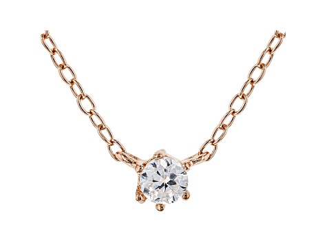 White Cubic Zirconia 18K Rose Gold Over Sterling Silver Necklace 0.14ctw