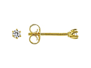 White Cubic Zirconia 18K Yellow Gold Over Sterling Silver Stud Earrings 0.16ctw