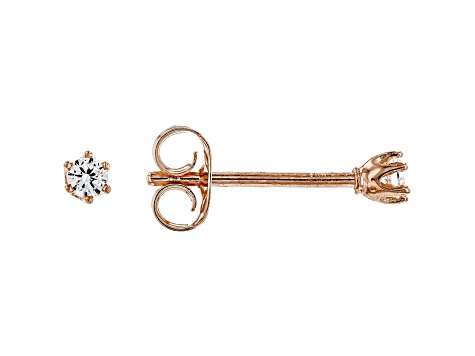 White Cubic Zirconia 18K Rose Gold Over Sterling Silver Stud Earrings 0 ...