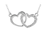 White Cubic Zirconia Rhodium Over Sterling Silver Heart Necklace 0.23ctw