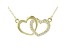 White Cubic Zirconia 18K Yellow Gold Over Sterling Silver Heart Necklace 0.23ctw