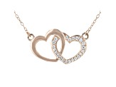 White Cubic Zirconia 18K Rose Gold Over Sterling Silver Heart Necklace 0.23ctw