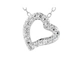 White Cubic Zirconia Rhodium Over Sterling Silver Heart Pendant With Chain 0.28ctw