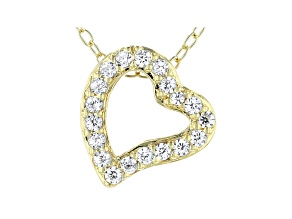 White Cubic Zirconia 18K Yellow Gold Over Sterling Silver Heart Pendant With Chain 0.28ctw