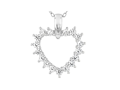 White Cubic Zirconia Rhodium Over Sterling Silver Heart Pendant With Chain 0.99ctw