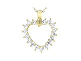White Cubic Zirconia 18K Yellow Gold Over Sterling Silver Heart Pendant With Chain 0.99ctw