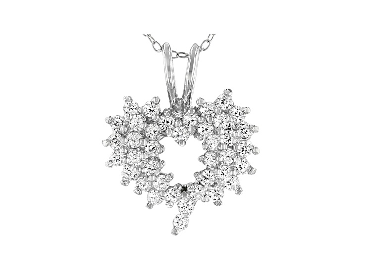 White Cubic Zirconia Rhodium Over Sterling Silver Heart Pendant With Chain 1.57ctw