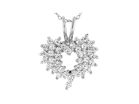 White Cubic Zirconia Rhodium Over Sterling Silver Heart Pendant With Chain 1.57ctw