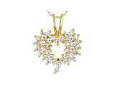 White Cubic Zirconia 18K Yellow Gold Over Sterling Silver Heart Pendant With Chain 1.57ctw