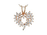 White Cubic Zirconia 18K Rose Gold Over Sterling Silver Heart Pendant With Chain 1.57ctw