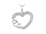 White Cubic Zirconia Rhodium Over Sterling Silver Heart Pendant With Chain 0.46ctw