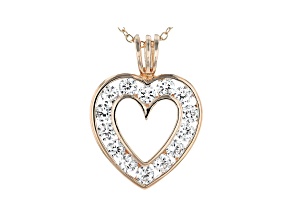 White Cubic Zirconia 18K Rose Gold Over Sterling Silver Heart Pendant With Chain 2.45ctw