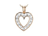White Cubic Zirconia 18K Rose Gold Over Sterling Silver Heart Pendant With Chain 2.45ctw