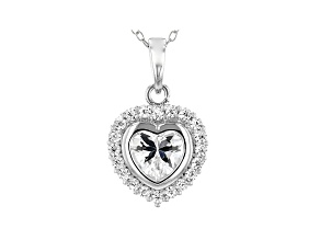 White Cubic Zirconia Rhodium Over Sterling Silver Heart Pendant With Chain 2.63ctw