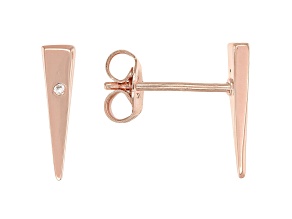White Cubic Zirconia 18K Rose Gold Over Sterling Silver Earrings 0.01ctw