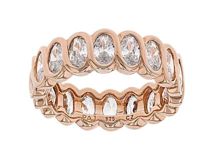 White Cubic Zirconia 18k Rose Gold Over Sterling Silver Eternity