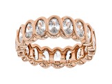 White Cubic Zirconia 18k Rose Gold Over Sterling Silver Eternity Band Ring 6.15ctw