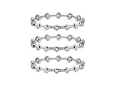 White Cubic Zirconia Rhodium Over Sterling Silver Eternity Band Rings- Set of 3 1.13ctw