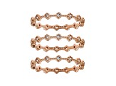 White Cubic Zirconia 18k Rose Gold Over Sterling Silver Eternity Band Rings- Set of 3 1.13ctw