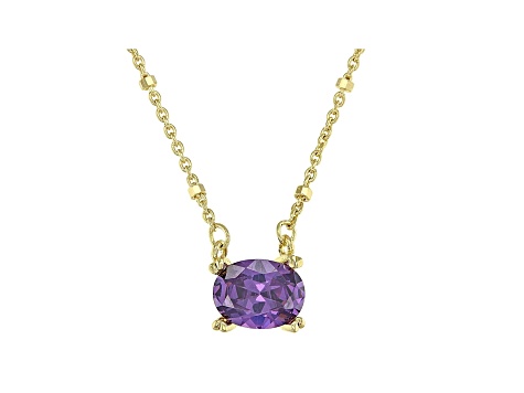 Purple Cubic Zirconia 18K Yellow Gold Over Sterling Silver Station Necklace 1.93ctw