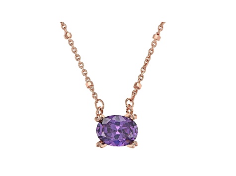 Purple Cubic Zirconia 18K Rose Gold Over Sterling Silver Station Necklace 1.93ctw