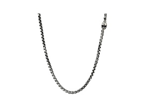 White Cubic Zirconia Rhodium Over Sterling Silver Mens Oxidized Skull Necklace 0.009ctw