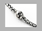 White Cubic Zirconia Rhodium Over Sterling Silver Mens Oxidized Skull Necklace 0.009ctw