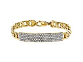 White Cubic Zirconia 18K Yellow Gold Over Sterling Silver Mens Bracelet 3.31ctw