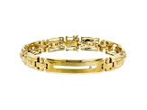 White Cubic Zirconia 18K Yellow Gold Over Sterling Silver Mens Bracelet 0.05ctw
