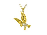White Cubic Zirconia 18K Yellow Gold Over Sterling Silver Mens Eagle Pendant With Chain 0.53ctw