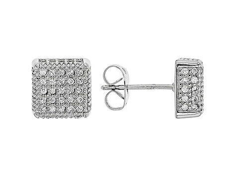 White Cubic Zirconia Rhodium Over Sterling Silver Mens Earrings 1.17ctw