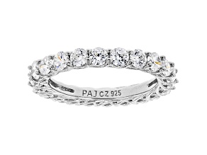 White Cubic Zirconia Rhodium Over Sterling Silver Eternity Band Ring 3.96ctw