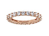 White Cubic Zirconia 18k Rose Gold Over Sterling Silver Eternity Band Ring 3.96ctw