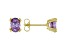 Purple Cubic Zirconia 18K Yellow Gold Over Sterling Silver Stud Earrings 2.31ctw
