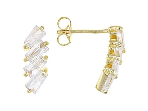White Cubic Zirconia 18K Yellow Gold Over Sterling Silver Stud Earrings 2.65ctw