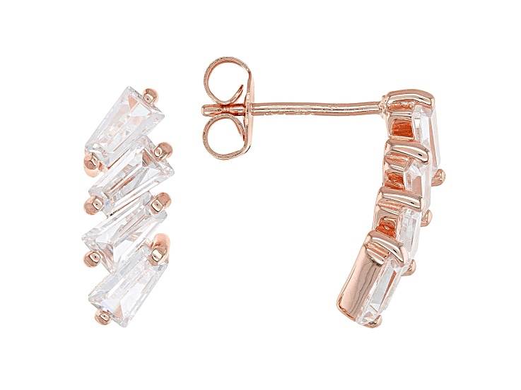 White Cubic Zirconia 18K Rose Gold Over Sterling Silver Stud Earrings 2 ...