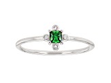 Green And White Cubic Zirconia Rhodium Over Sterling Silver Ring 0.23ctw