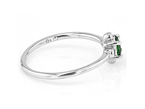 Green And White Cubic Zirconia Rhodium Over Sterling Silver Ring 0.23ctw