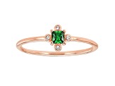 Green And White Cubic Zirconia 18K Rose Gold Over Sterling Silver Ring 0.23ctw