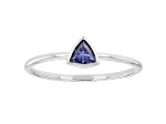 Blue Cubic Zirconia Rhodium Over Sterling Silver Ring 0.34ctw