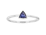 Blue Cubic Zirconia Rhodium Over Sterling Silver Ring 0.34ctw