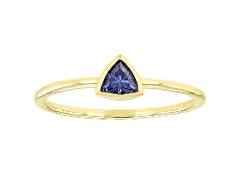 Blue Cubic Zirconia 18K Yellow Gold Over Sterling Silver Ring 0.34ctw