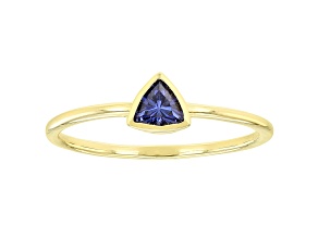 Blue Cubic Zirconia 18K Yellow Gold Over Sterling Silver Ring 0.34ctw