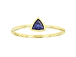 Blue Cubic Zirconia 18K Yellow Gold Over Sterling Silver Ring 0.34ctw