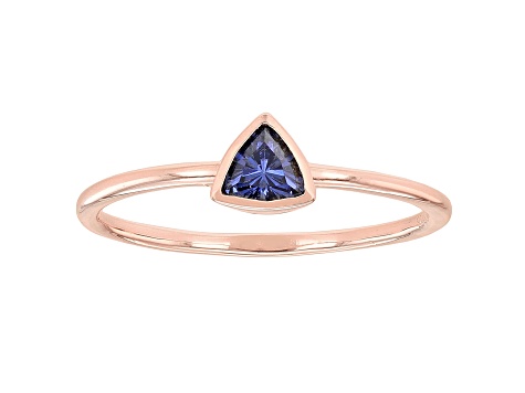 Blue Cubic Zirconia 18K Rose Gold Over Sterling Silver Ring 0.34ctw