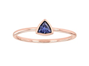 Blue Cubic Zirconia 18K Rose Gold Over Sterling Silver Ring 0.34ctw