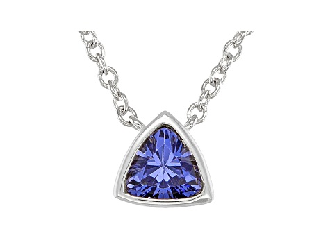 Blue Cubic Zirconia Rhodium Over Sterling Silver Necklace 0.34ctw
