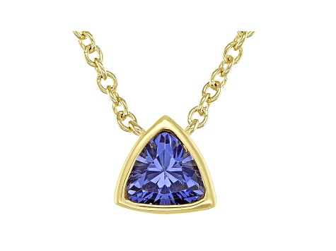 Blue Cubic Zirconia 18K Yellow Gold Over Sterling Silver Necklace 0.34ctw