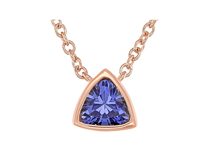 Blue Cubic Zirconia 18K Rose Gold Over Sterling Silver Necklace 0.34ctw